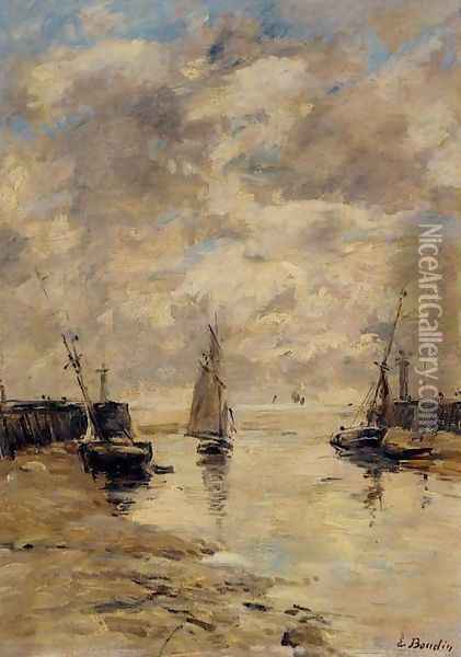 Trouville, the Jettys, Low Tide VIII Oil Painting - Eugene Boudin