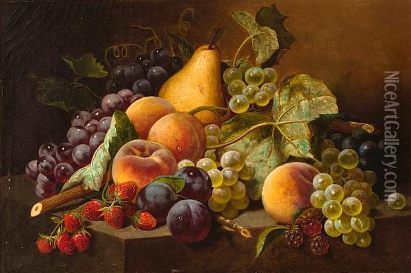 Still Life With Fruit Oil Painting - William Mason Brown