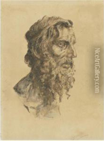 Studies Of The Heads Of Bearded Men Oil Painting - Vincenzo Gemito