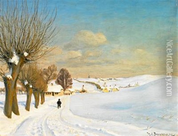 Winter Landscape Oil Painting - Hans Andersen Brendekilde
