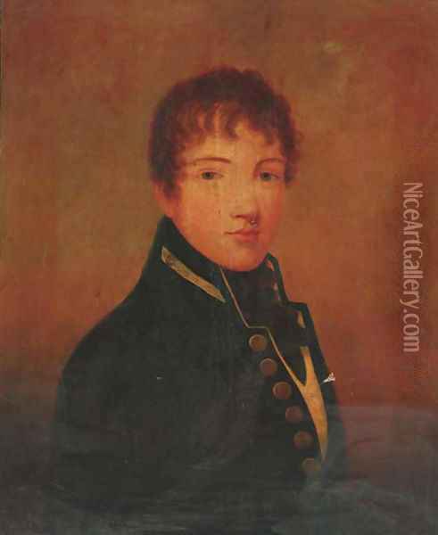 Portrait of James Carnegie in midshipman's uniform Oil Painting - English School