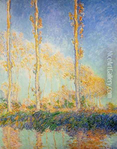 Three Poplar Trees in the Autumn Oil Painting - Claude Oscar Monet