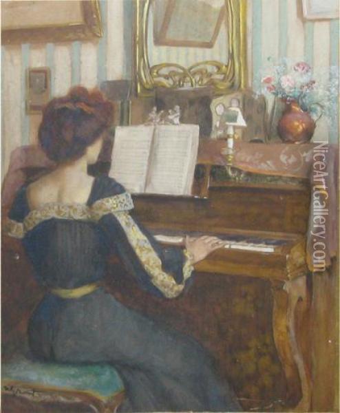 Pianista Oil Painting - Nicolae Grant