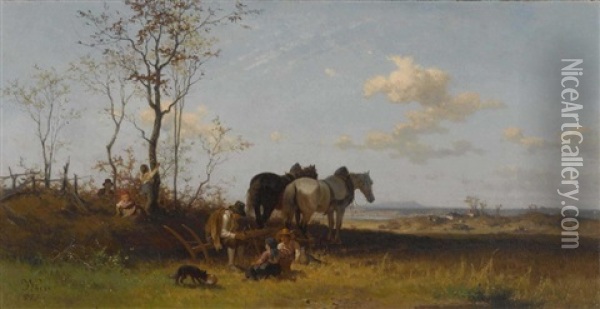 Mittagsrast Oil Painting - Julius Noerr