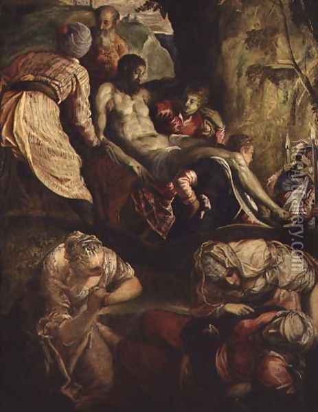 Deposition of Christ, late 1550s Oil Painting - Jacopo Tintoretto (Robusti)