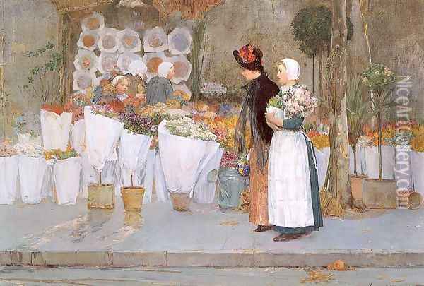 At the Florist 1889 Oil Painting - Childe Hassam