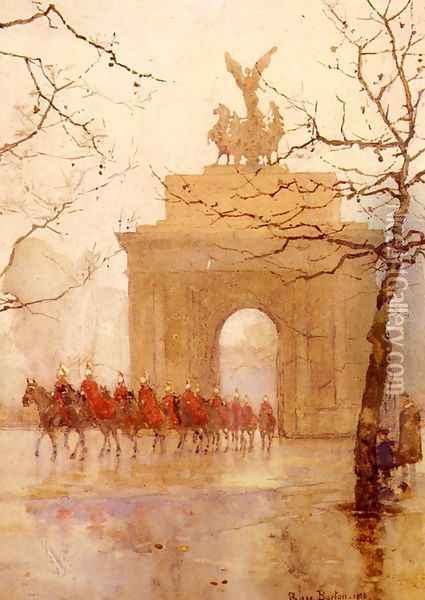 Hyde Park Corner, With Household Cavalry Oil Painting - Rose Barton