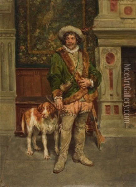 Edelmann Mit Gewehr Und Jagdhund Oil Painting - Francois Adolphe Grison