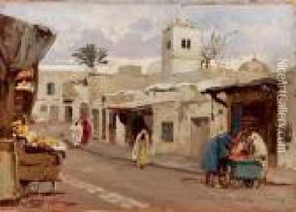 Strada Di Tunisi Oil Painting - Achille Beltrame