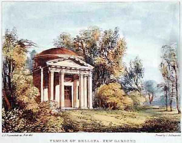 Temple of Bellona, Kew Gardens, plate 24 from Kew Gardens A Series of Twenty-Four Drawings on Stone, engraved by Charles Hullmandel 1789-1850 published 1820 Oil Painting - Papendiek, George Ernest