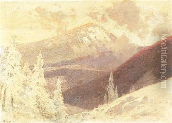 Das Winterliche Riesengebirge Mit Blick Auf Die Schneekoppe Oil Painting - Carl Ernst Morgenstern