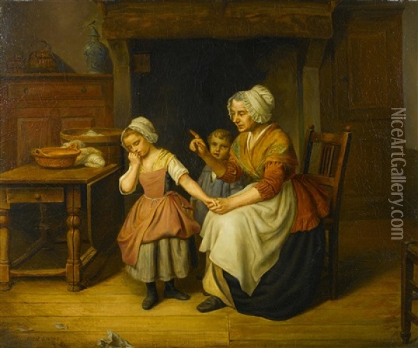 Misbehaving Children Oil Painting - Basile De Loose