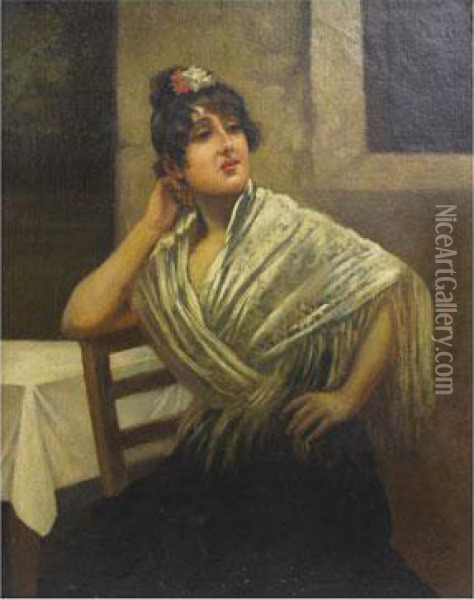 Dama Oil Painting - Josep Llovera Bofill