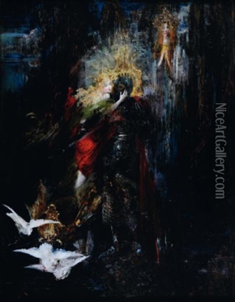 L'apparition Du Graal A Perceval Oil Painting - Pinckney Marcius-Simons