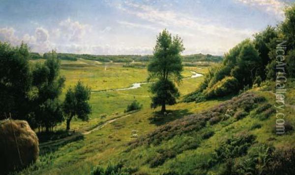 A Shepherdess Resting In The Fields Oil Painting - Peder Mork Monsted