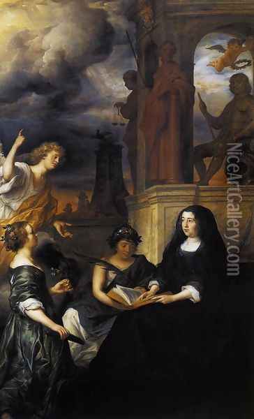 Hope Comes to Amalia van Solms at the Tomb of Frederik Hendrik 1654 Oil Painting - Govert Teunisz. Flinck