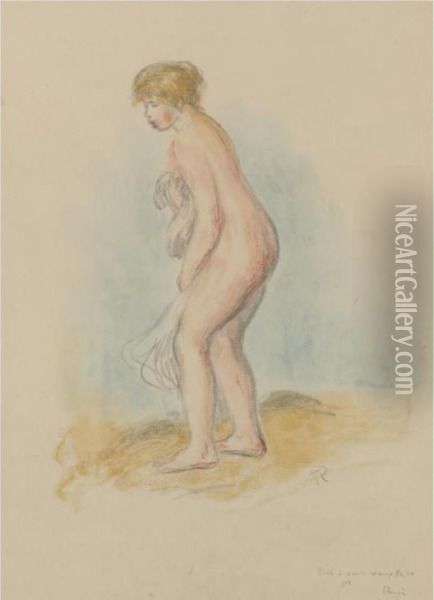 Baigneuse, Debout, En Pied (d., S. 28) Oil Painting - Pierre Auguste Renoir