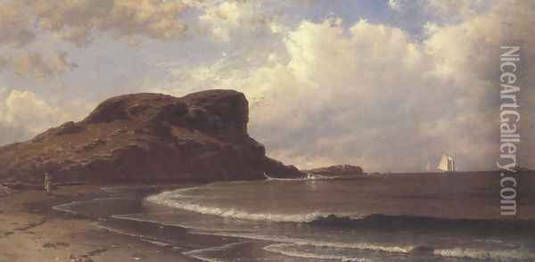 Castle Rock Ahant Massachusets 1877 Oil Painting - Alfred Thompson Bricher