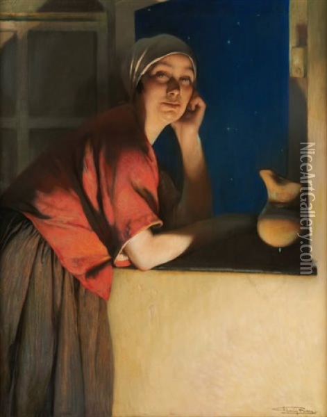 Femme A Sa Fenetre Oil Painting - Firmin Baes