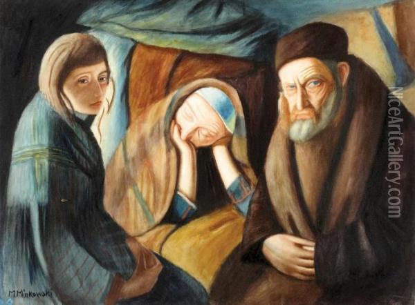 Jewish Family Oil Painting - Maurice Minkowski