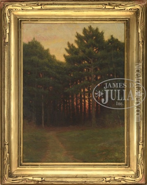 Sun Setting Behind The Forest Glade Oil Painting - Charles Warren Eaton