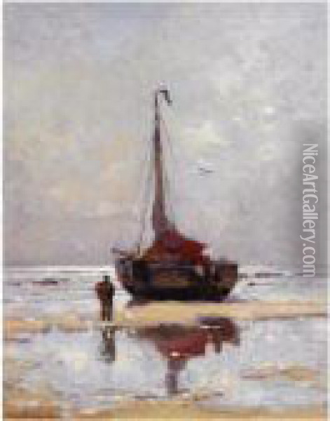 A Beached Bomschuit Oil Painting - Gerhard Arij Ludwig Morgenstje Munthe