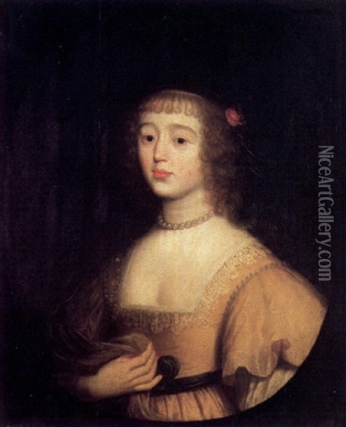 Portrait De Jeune Femme En Robe Jaune Oil Painting - Cornelis Jonson Van Ceulen
