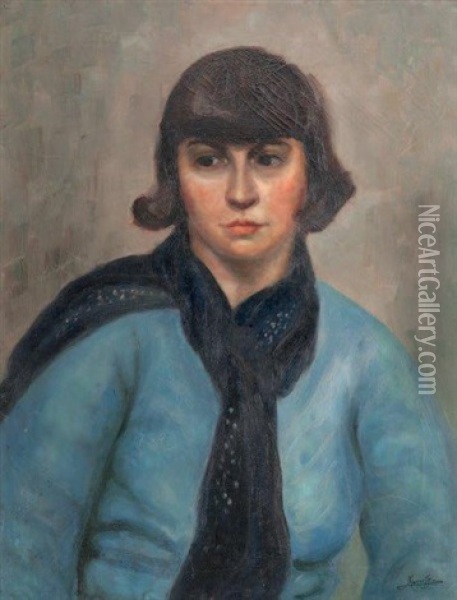 Portrait De Femme Oil Painting - Ernest Marneffe