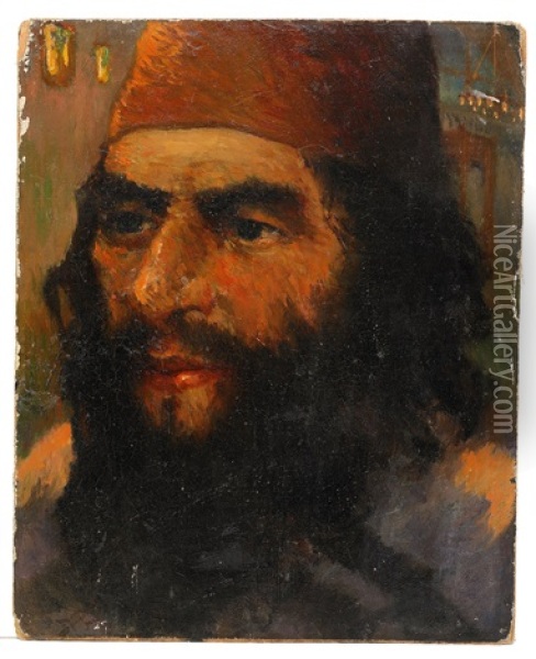 Head Of A Jewish Man (study) Oil Painting - Vasili Dimitrievich Polenov