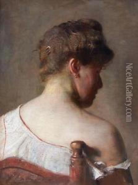 Ruckenpartie Einer Sitzenden Frau Mit Aufgesteckten Haaren Oil Painting - Max Thedy