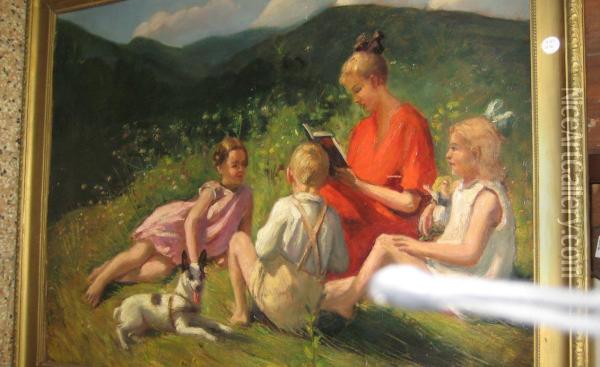 La Lettura Nel Prato Oil Painting - Mariska Bukkerti