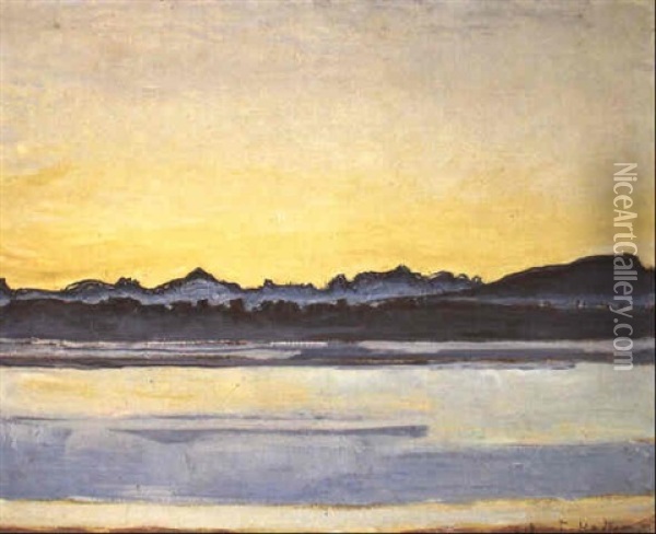Genfersee Und Montblanc-kette Vor Sonnenaufgang Oil Painting - Ferdinand Hodler