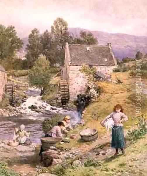 A Mill Pool Oil Painting - Myles Birket Foster