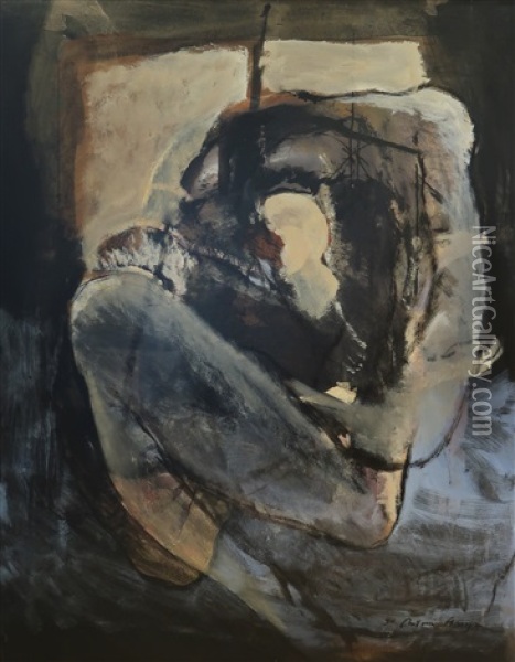 Femme Assise Devant Une Fenetre Oil Painting - Anton Burger