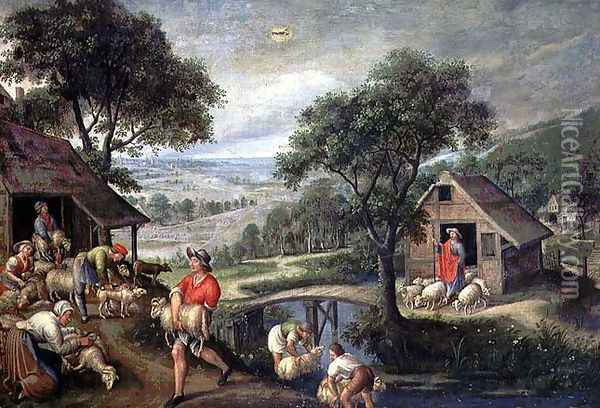 Parable of the Good Shepherd, c.1580-90 Oil Painting - Marten Van Valckenborch I