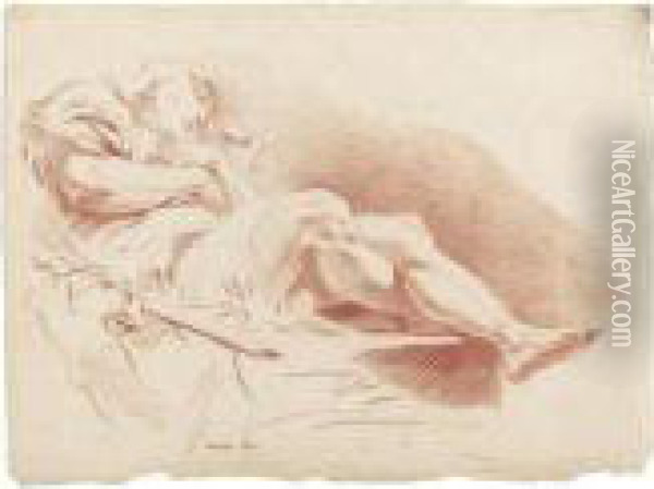 Study Of A Sleeping Man, With Subsidiary Studies Of An Arm Andhead Oil Painting - Carle van Loo