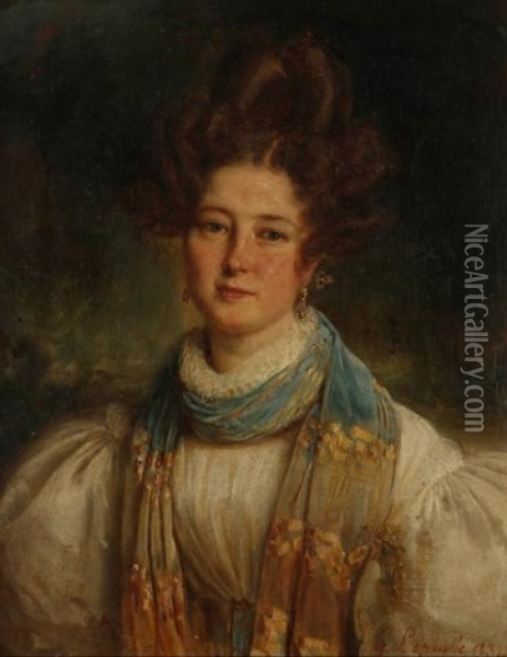 Portrait D'emma Hostein Oil Painting - Francois Gabriel Guillaume Lepaulle
