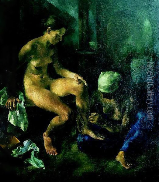 After Bathing (After Bath) 1921 Oil Painting - Istvan Desi-Huber