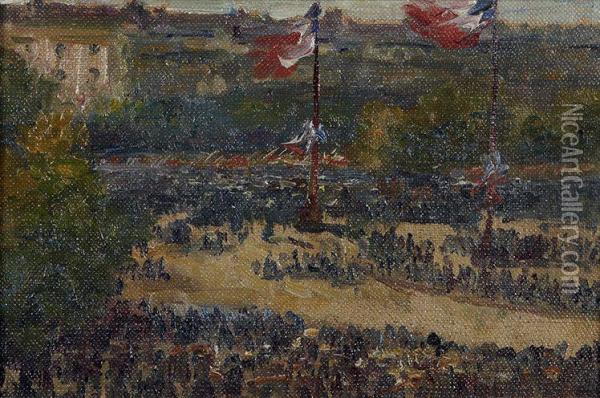 14 Juillet 1919 - Revue De La Victoire - Place De La Republique Oil Painting - Edmond Jacquet