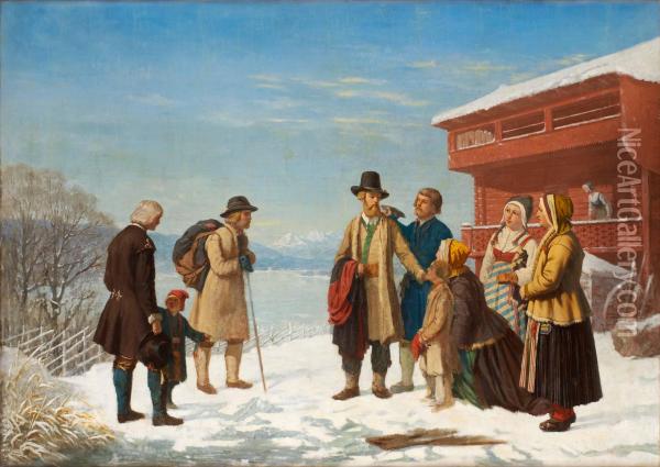 Gustav Vasa Vid Ornasstugan Oil Painting - Carl-Gustaf Hellqvist