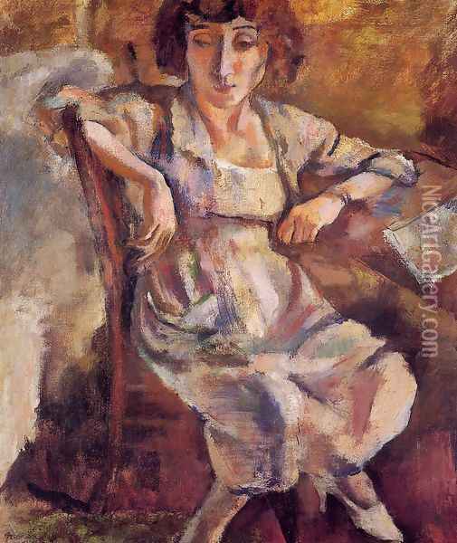 Hermine on a Chair Oil Painting - Jules Pascin