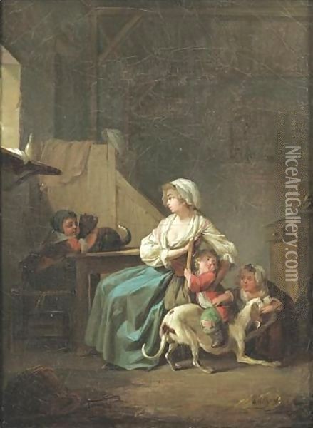 Une Mere Et Ses Enfants Dans Sa Cuisine Louis-Leopold Boilly Mother And Her Children In A Kitchen Oil Painting - Louis Leopold Boilly
