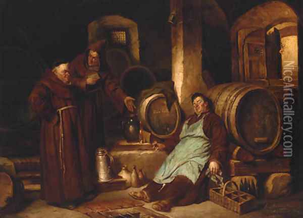 The Drunken Monk Oil Painting - Giuseppe Marastoni