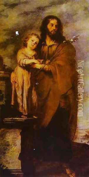 Joseph with Infant Christ Oil Painting - Bartolome Esteban Murillo