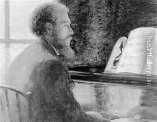 Le Pianiste, (portrait De M.m...) Oil Painting - Georges Villain