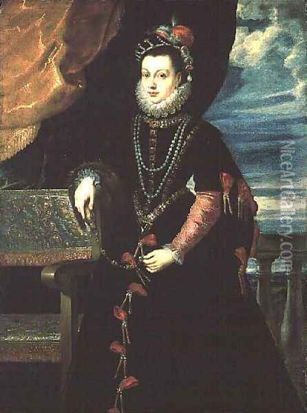Portrait of Isabelle de Valois, Queen of Spain, wife of Philip II of Spain 1527-98 Oil Painting - (studio of) Rubens, Peter Paul