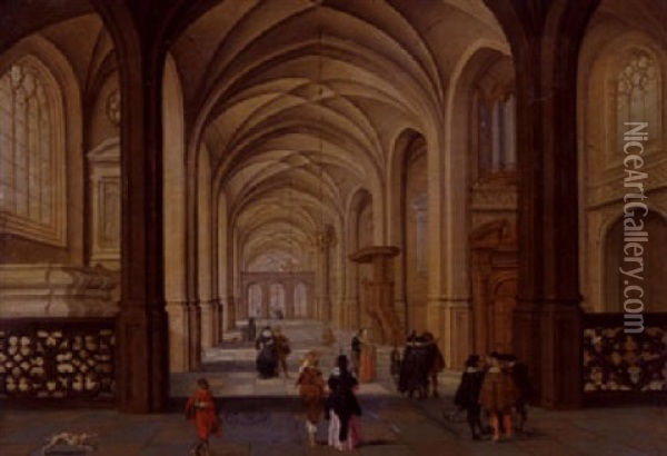 Interior Of A Church With Figures Oil Painting - Peeter Neeffs the Elder