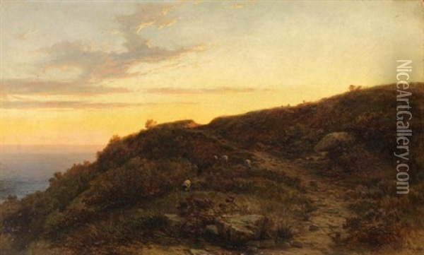 Sudlandische Landschaft Im Abendrot Oil Painting - George Edwards Hering