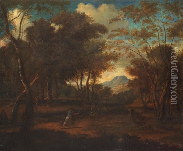 A Wooded Landscape With Diana Hunting Oil Painting - Jean-Francois Millet