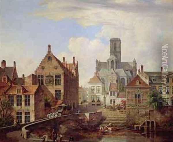 View of St Bavo Cathedral 1831 Oil Painting - Pieter Frans de Noter